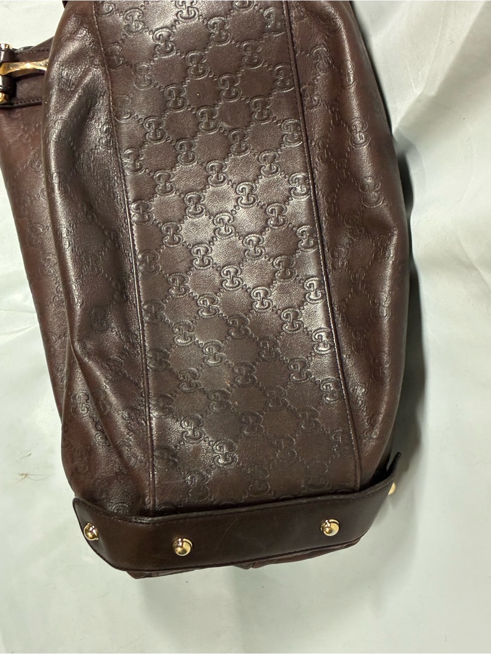 Gucci Dark Brown Braided-Handle Monogram Shoulder Bag - Picture 4 of 10